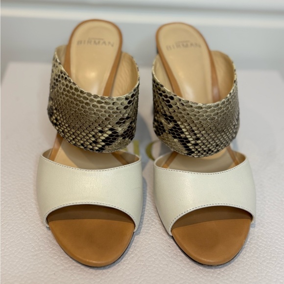 Classic Leather and Python Alexander Birman Block Wedge Heels Sandals - Picture 3 of 7